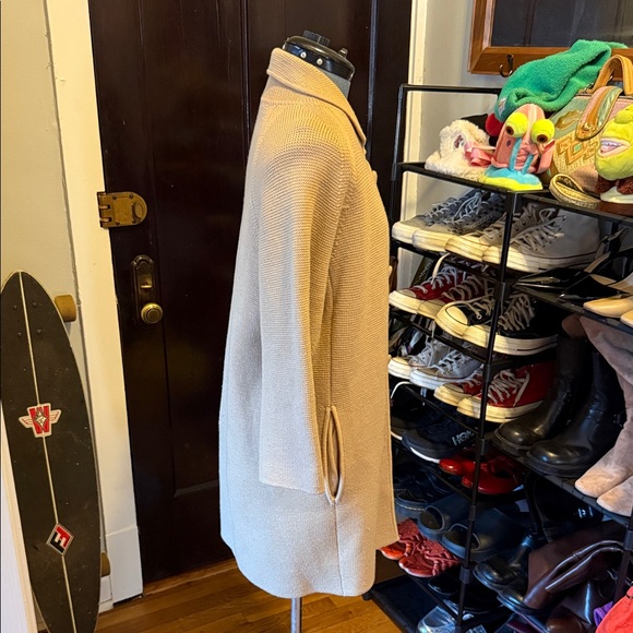 Women's 100% Wool Beige Coat - Picture 4 of 7